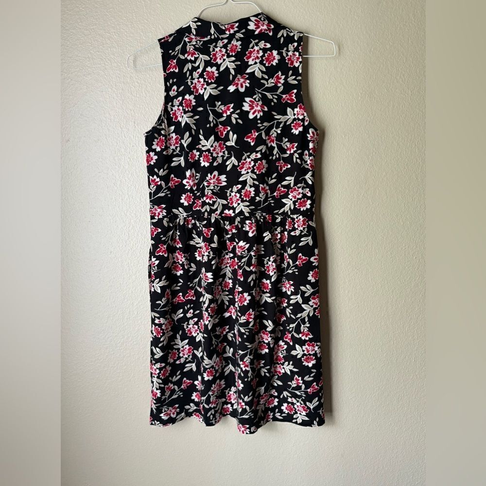 J. Jill Women’s Size XS Floral Black Sleeveless Collared Button-Up Dress - Picture 2 of 6